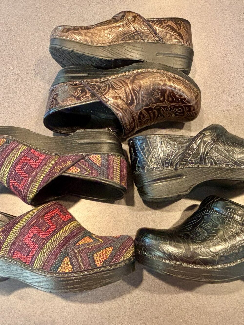 Lot of 3 pairs Dansko Women's Multi Color Clog Mules Shoes Size EU 38 USA 7.5...